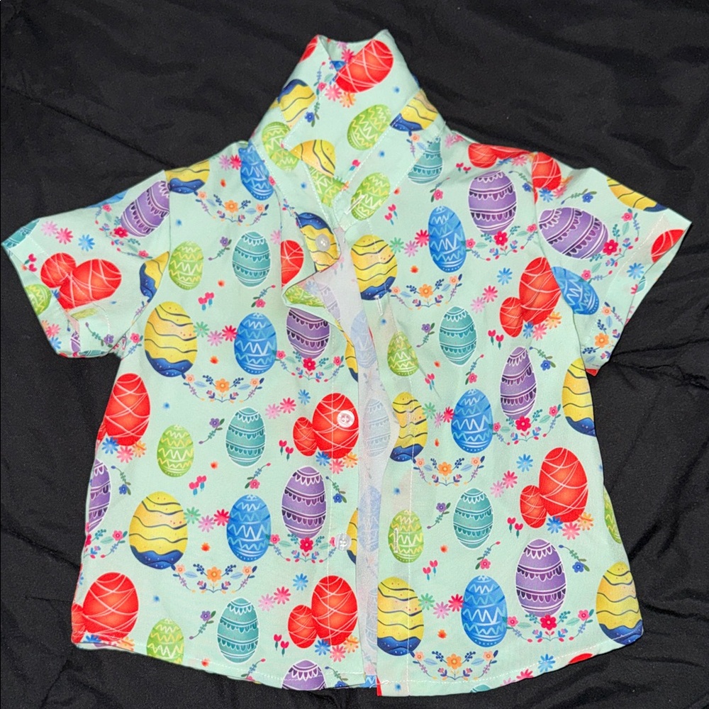 SHEIN Colorful Easter Egg Button Down Shirt